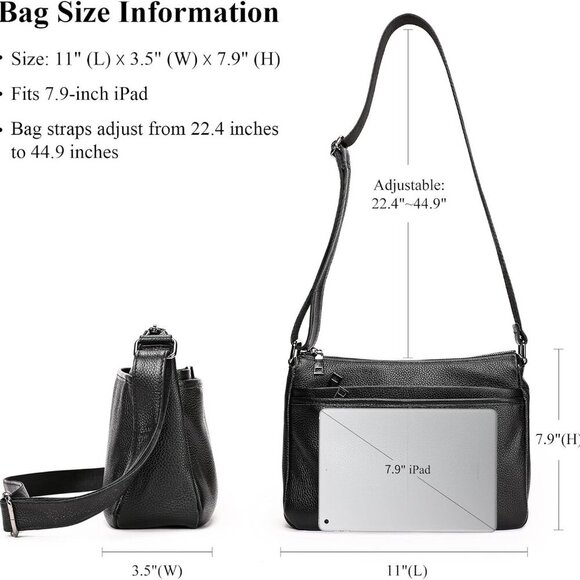 Stylish Women's Crossbody Handbag in Premium Black Leather – All-Day Comfort - Picture 2 of 8